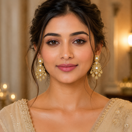 Golden Crystal Drop Earrings