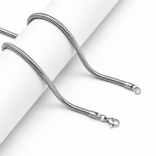 Round Snake Silver Chain
