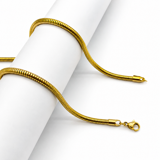 Round Snake 18K Gold Plated Chain