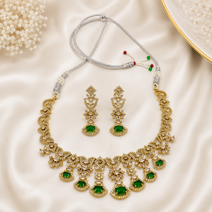 Green Stone Gold Necklace Set