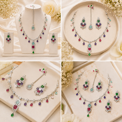 Multicolor Silver Necklace Set