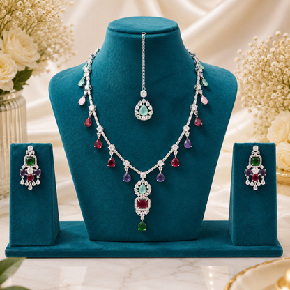 Multicolor Silver Necklace Set