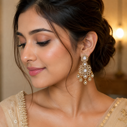 Golden Crystal Drop Earrings