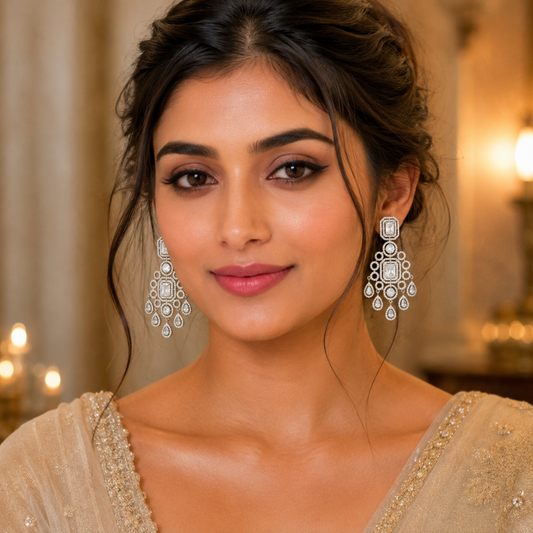 Silver Crystal Drop Earrings