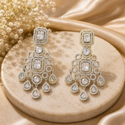Silver Crystal Drop Earrings
