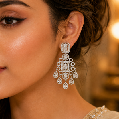 Silver Crystal Drop Earrings