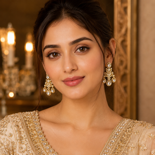 Golden Crystal Designer Drop Earrings