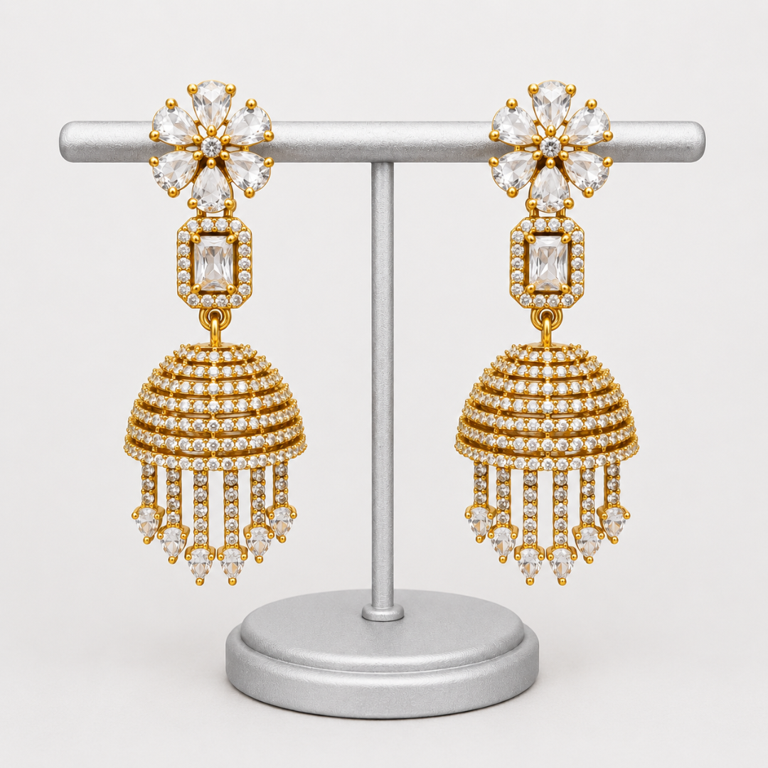 Royal Golden Floral Drop Earrings