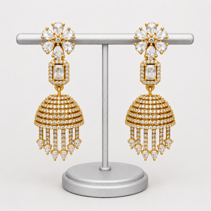 Royal Golden Floral Drop Earrings