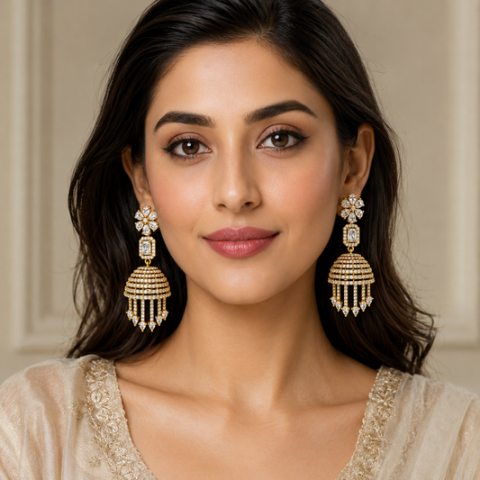 Royal Golden Floral Drop Earrings