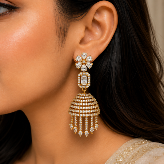 Royal Golden Floral Drop Earrings
