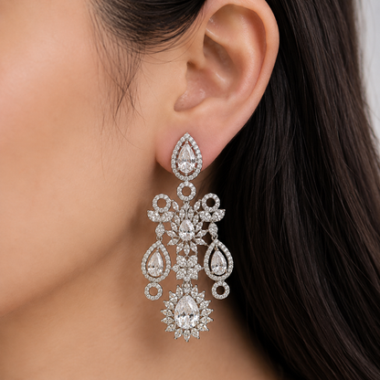 Silver Crystal Royale Earrings