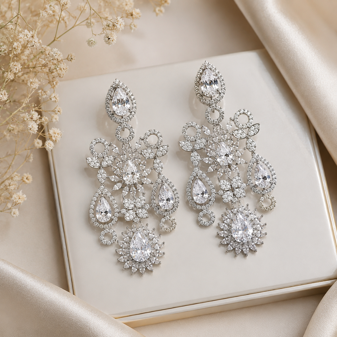 Silver Crystal Royale Earrings