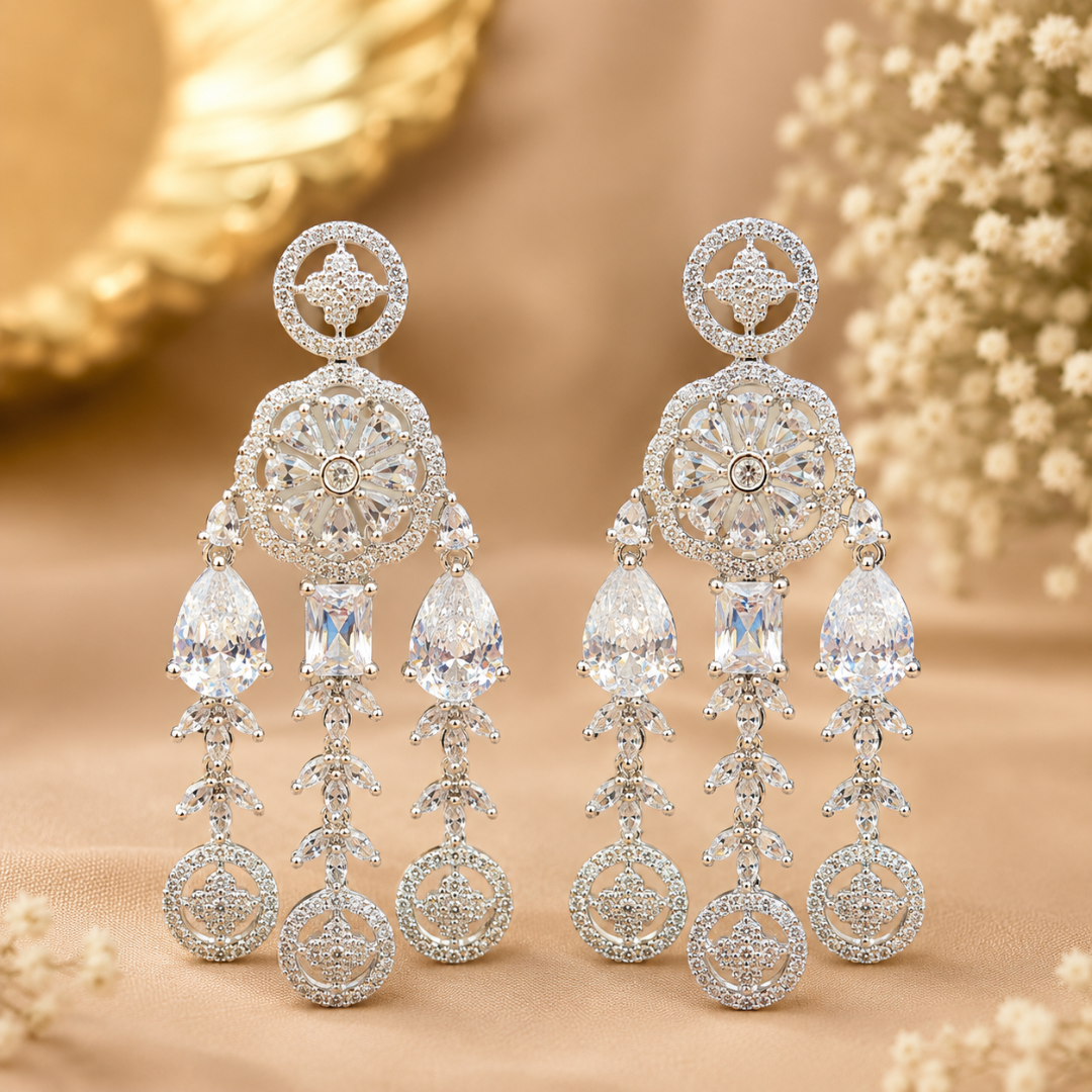 Royal Crystal Chandbali Drop Earrings