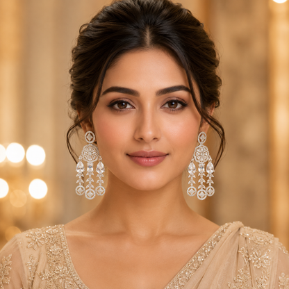 Royal Crystal Chandbali Drop Earrings