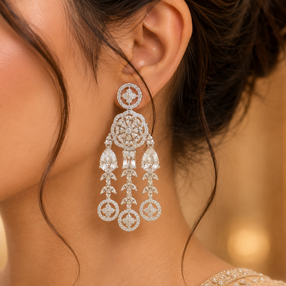 Royal Crystal Chandbali Drop Earrings