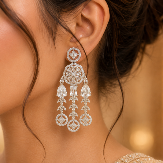Royal Crystal Chandbali Drop Earrings