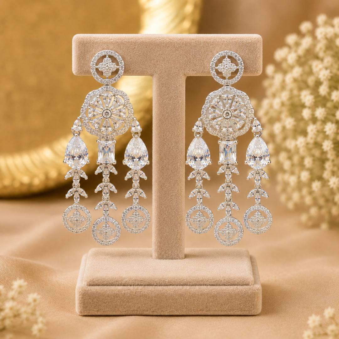 Royal Crystal Chandbali Drop Earrings
