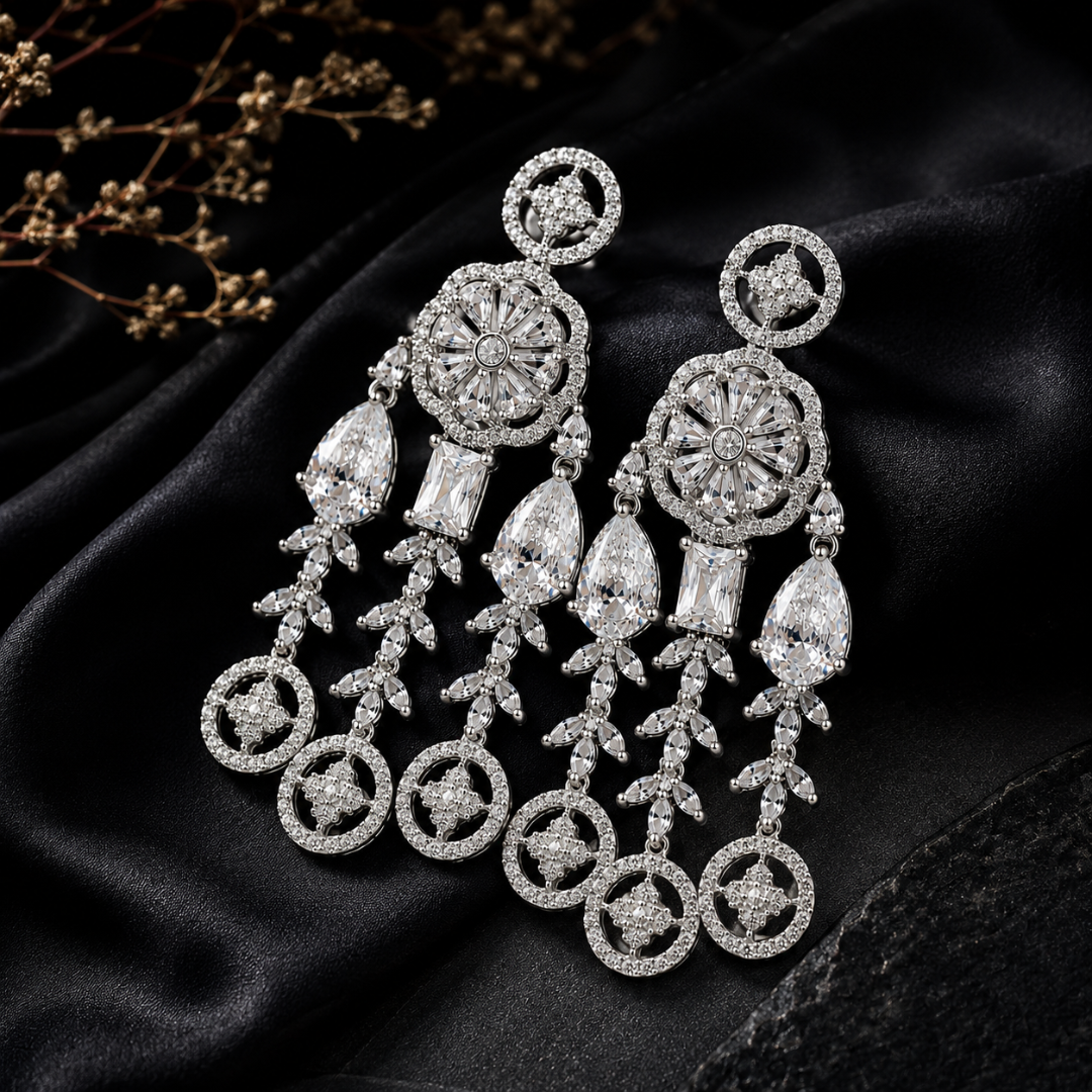 Royal Crystal Chandbali Drop Earrings
