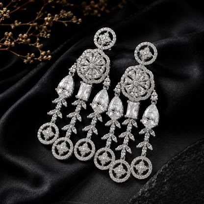 Royal Crystal Chandbali Drop Earrings