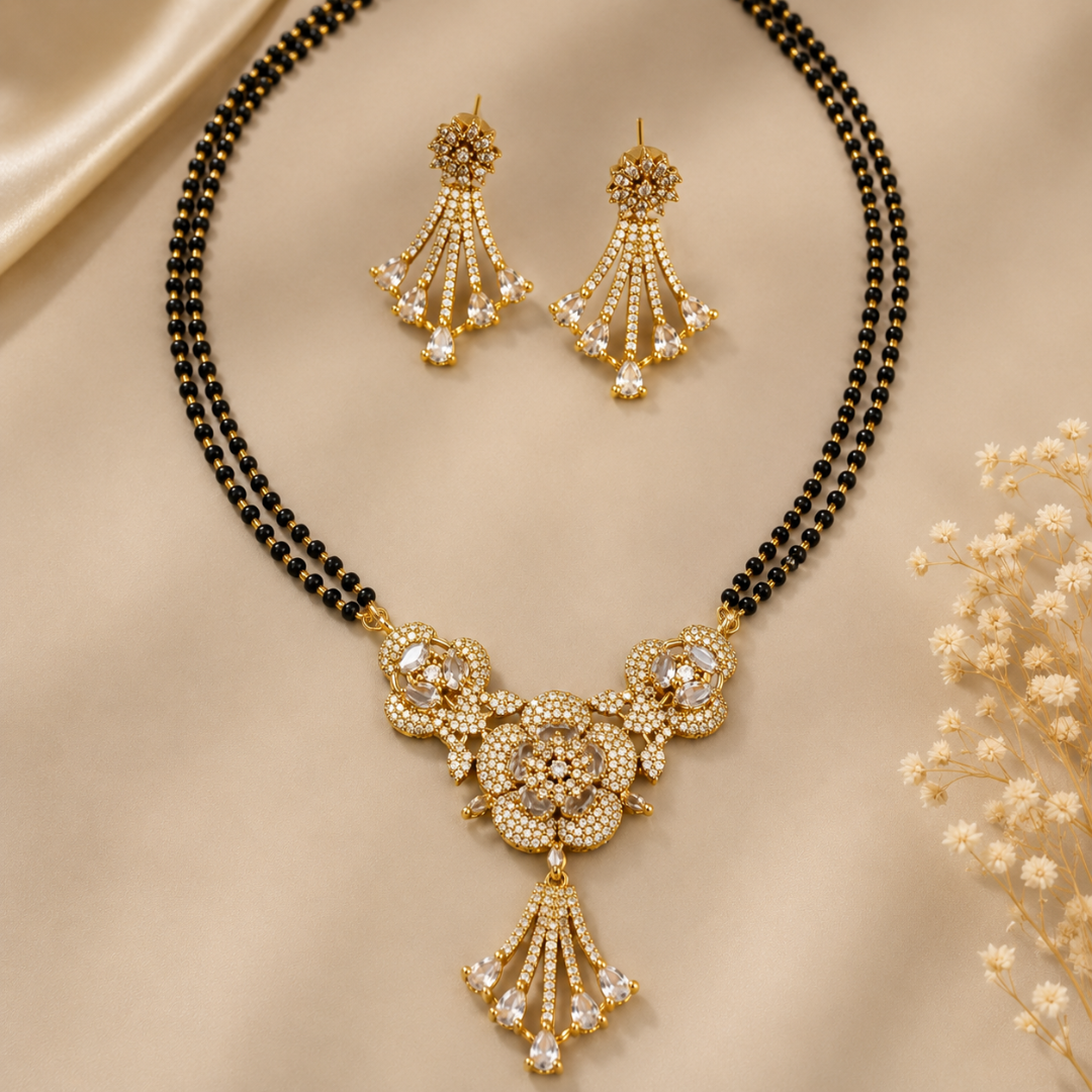 Royal Floral Mangalsutra Necklace Set