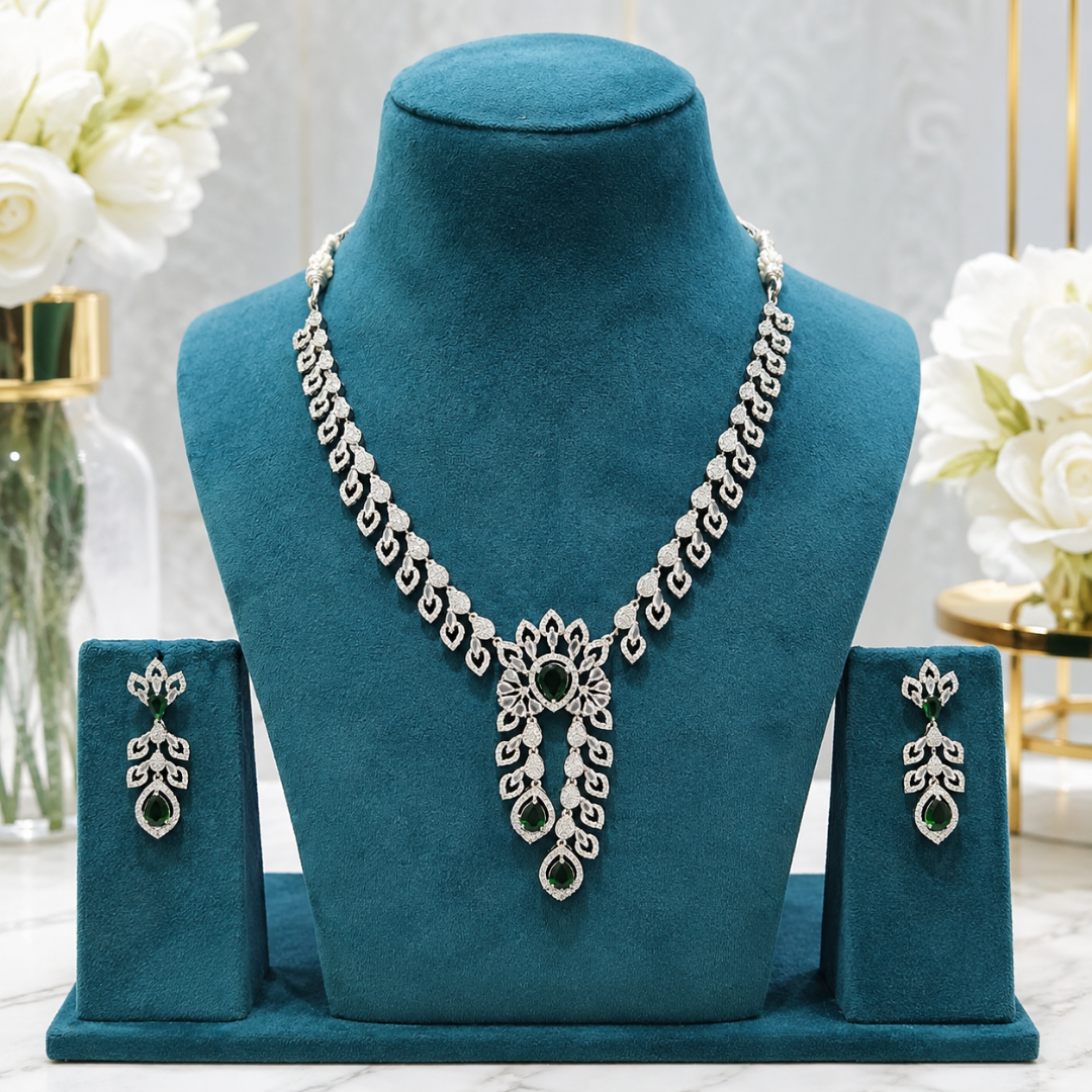 Royal Green Stone Necklace Set
