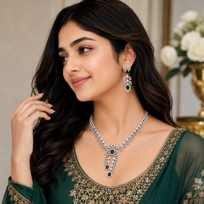 Royal Green Stone Necklace Set