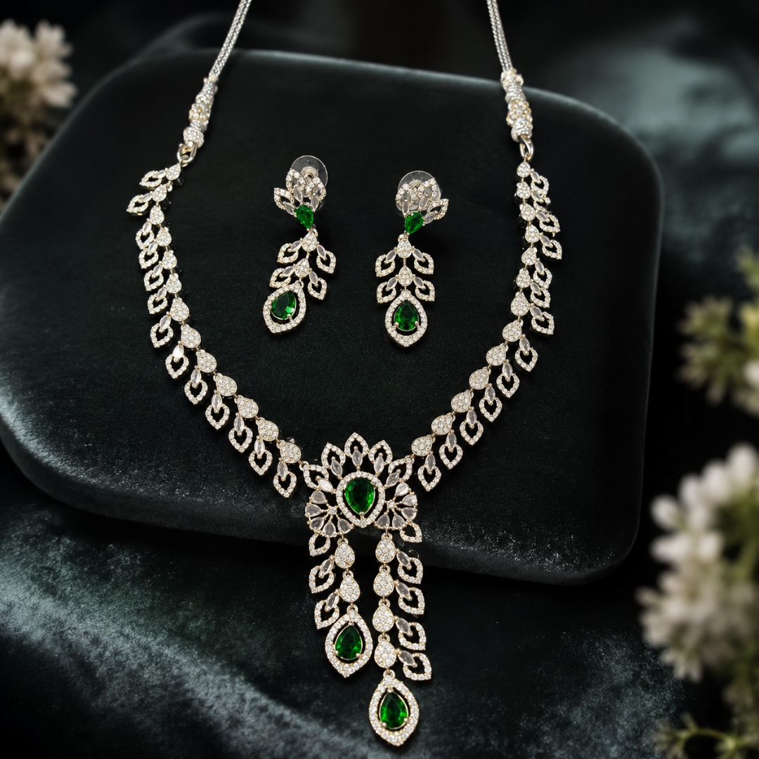 Royal Green Stone Necklace Set