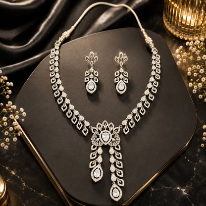 Royal Elegance White Stone Necklace Set